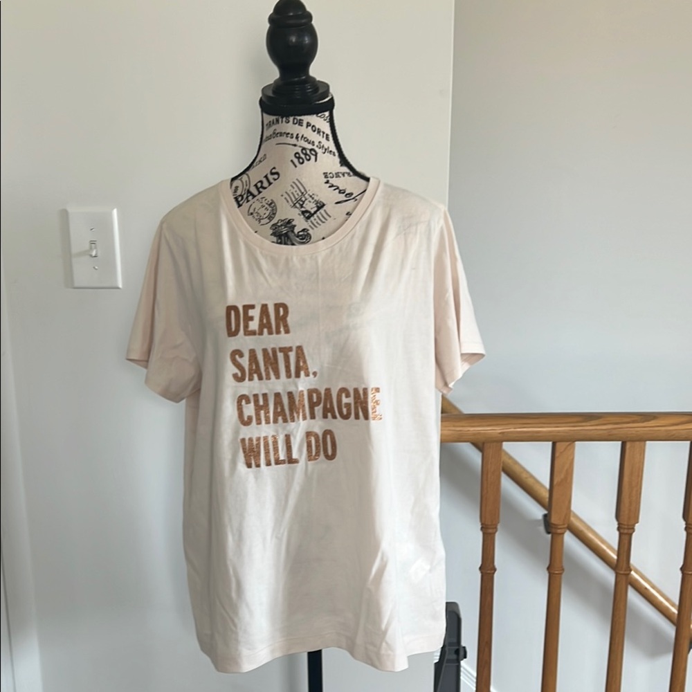 NWT Kate Spade White T-Shirt with Gold Text